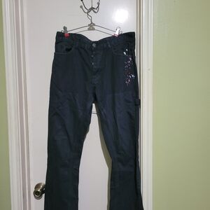 Black Cargo Pants with Side Detail Paint